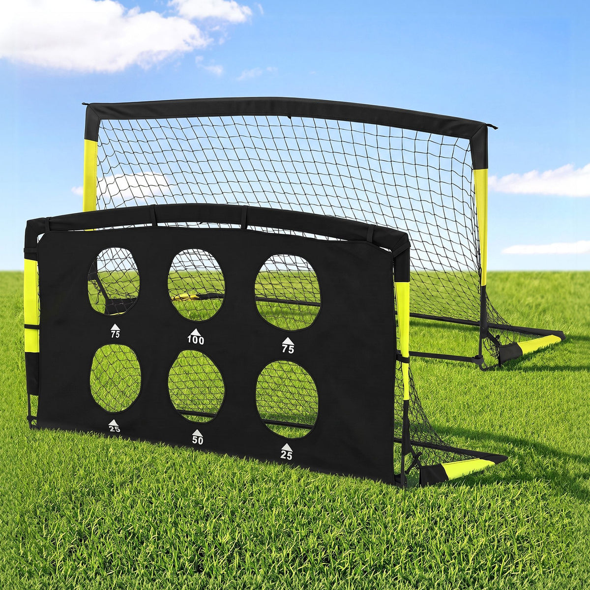 Pop Up Soccer Goals 2 Piece Set with Target Net and Accessories for Kids Indoor Outdoor