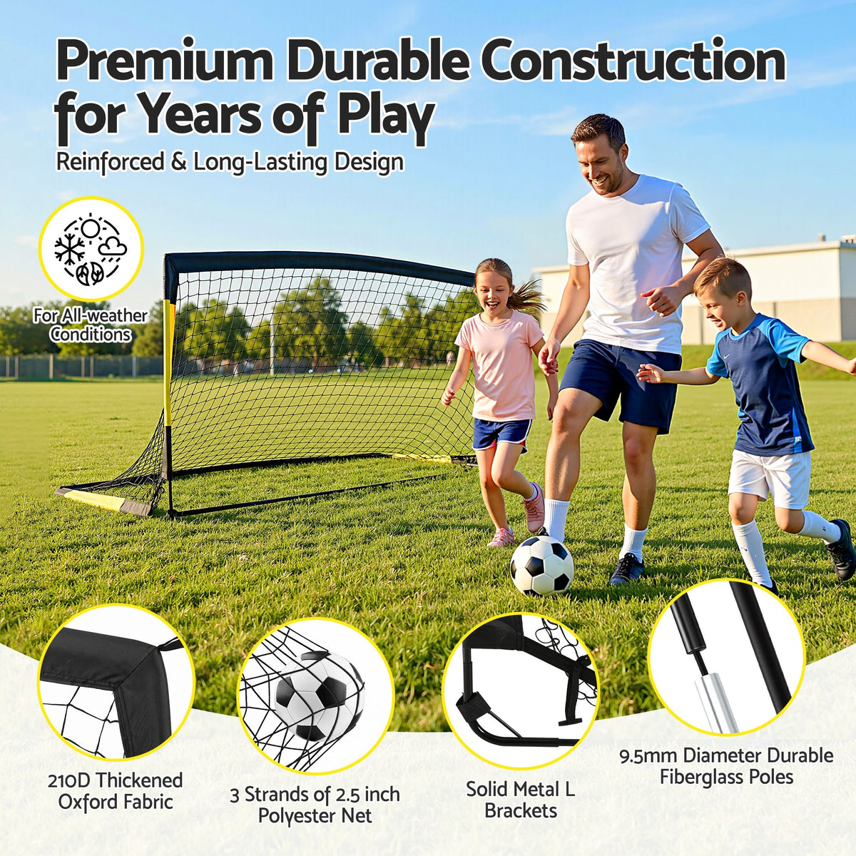 Pop Up Soccer Goals 2 Piece Set with Target Net and Accessories for Kids Indoor Outdoor