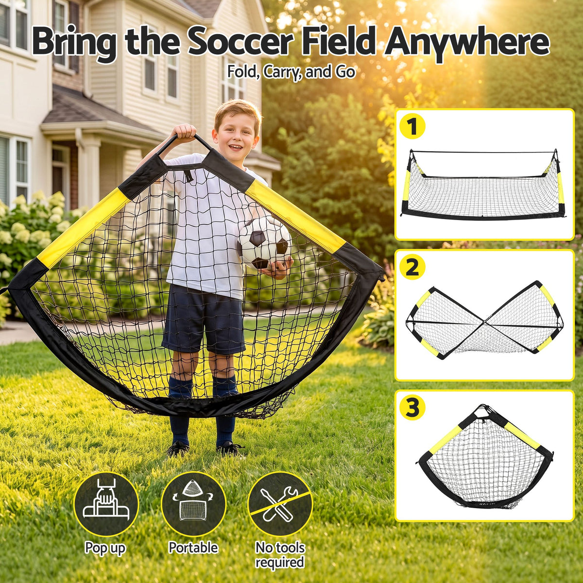 Pop Up Soccer Goals 2 Piece Set with Target Net and Accessories for Kids Indoor Outdoor