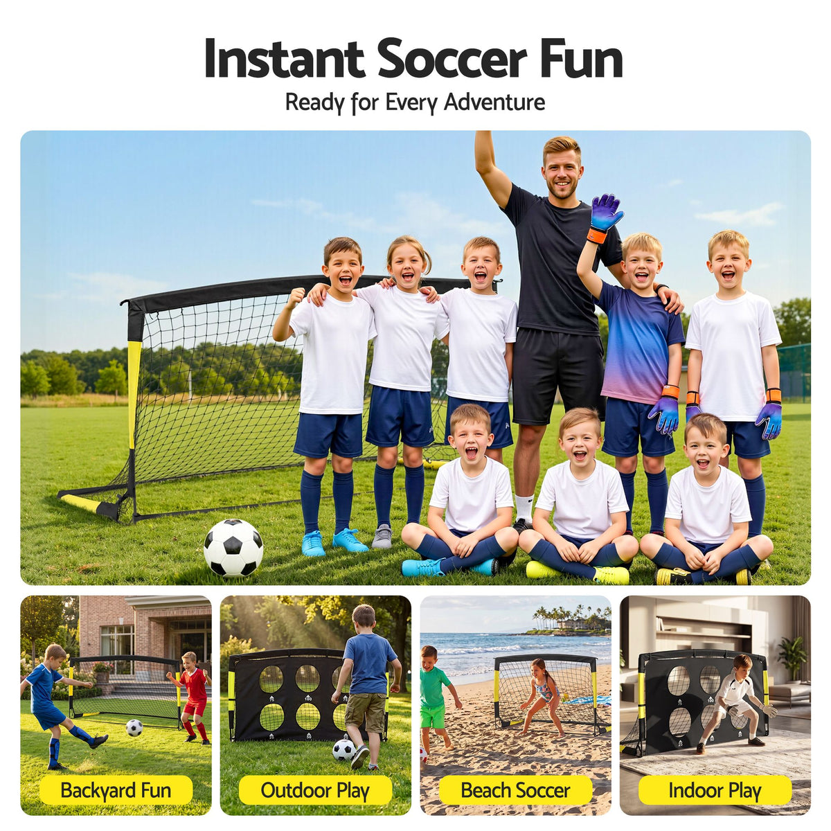 Pop Up Soccer Goals 2 Piece Set with Target Net and Accessories for Kids Indoor Outdoor