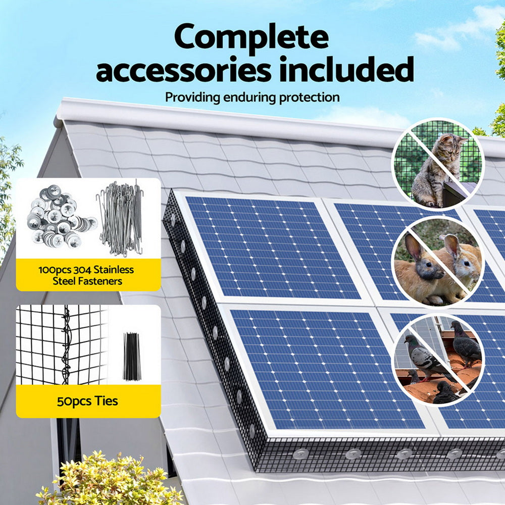 20cm x 30M Solar Panel Bird Guard Mesh Critter Guard Roll Kit with Rust-Proof PVC Coating