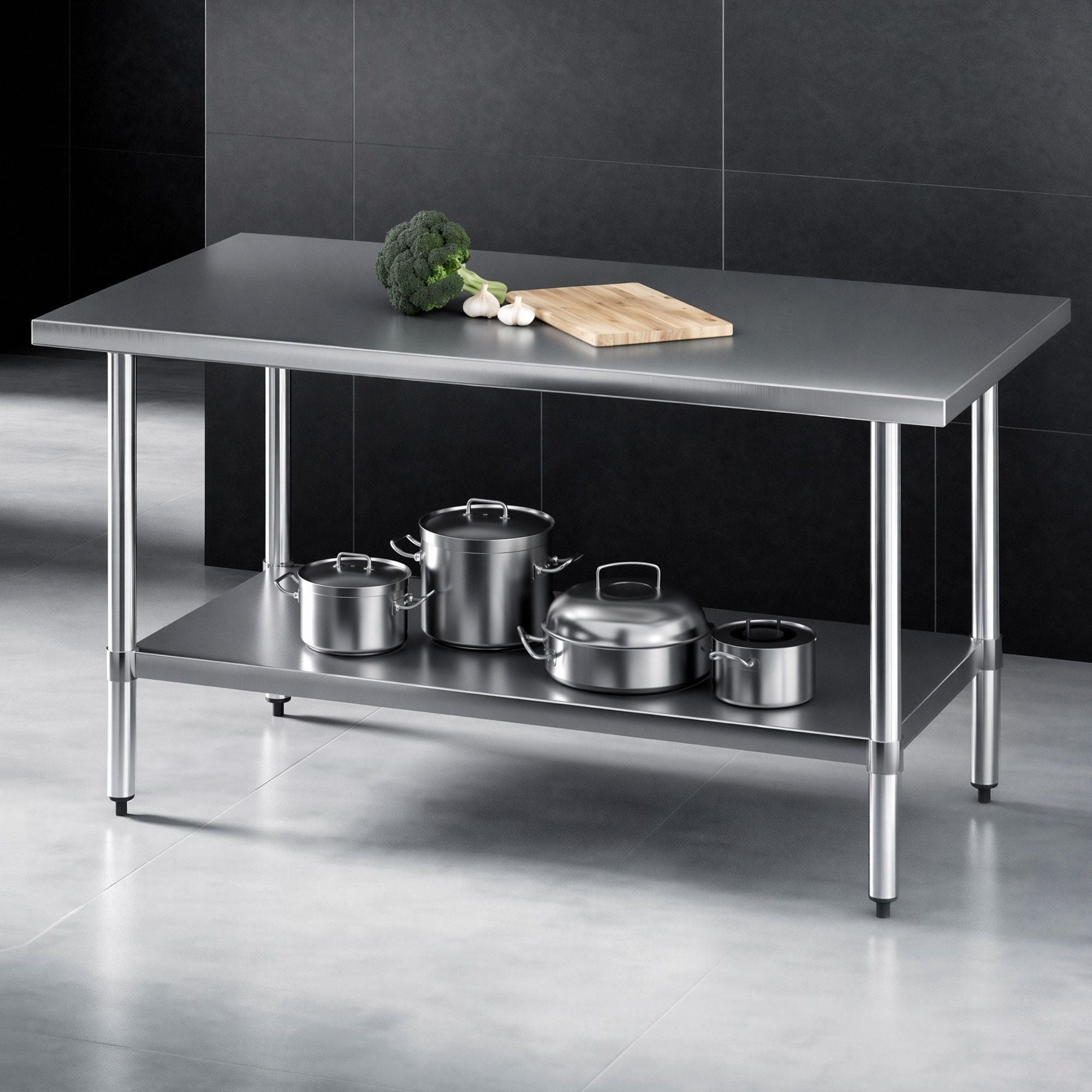 Stainless Steel Kitchen Bench 1524x762mm 430 - Stainless Steel