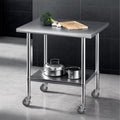 914x762mm Stainless Steel Kitchen Prep Bench with Splashback Commercial 430 - Stainless Steel