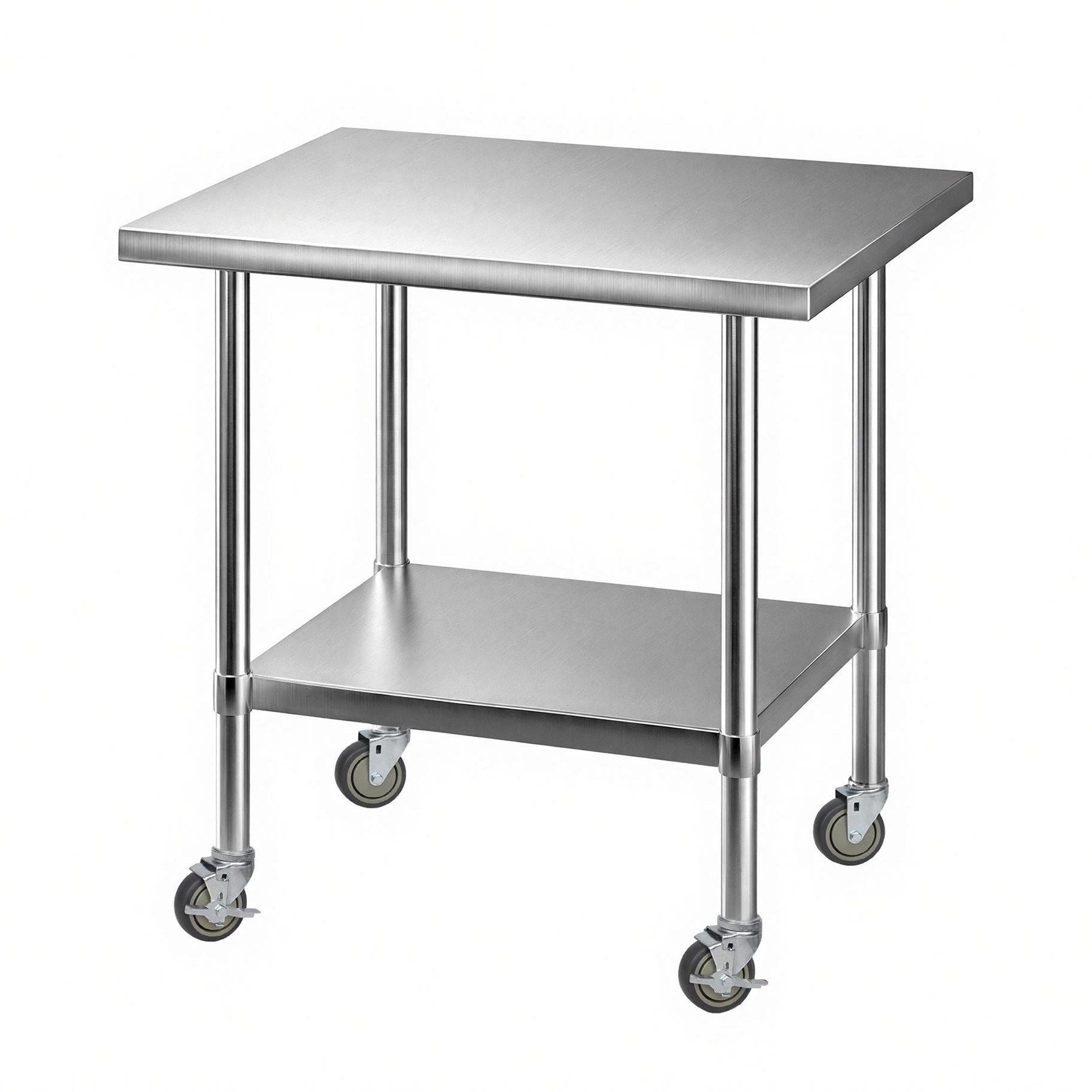 914x762mm Stainless Steel Kitchen Prep Bench with Splashback Commercial 430 - Stainless Steel
