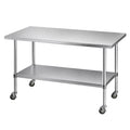 1524x762mm Stainless Steel Commercial Kitchen Bench with Splashback 430 - Stainless Steel