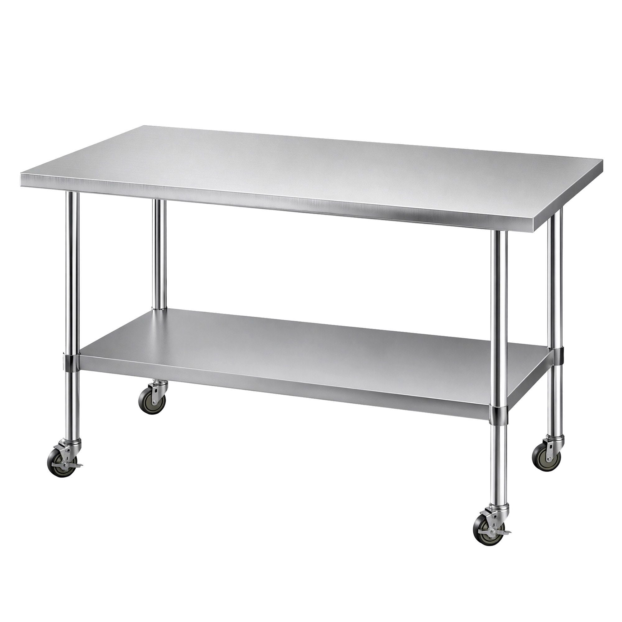 1524x762mm Stainless Steel Commercial Kitchen Bench with Splashback 430 - Stainless Steel
