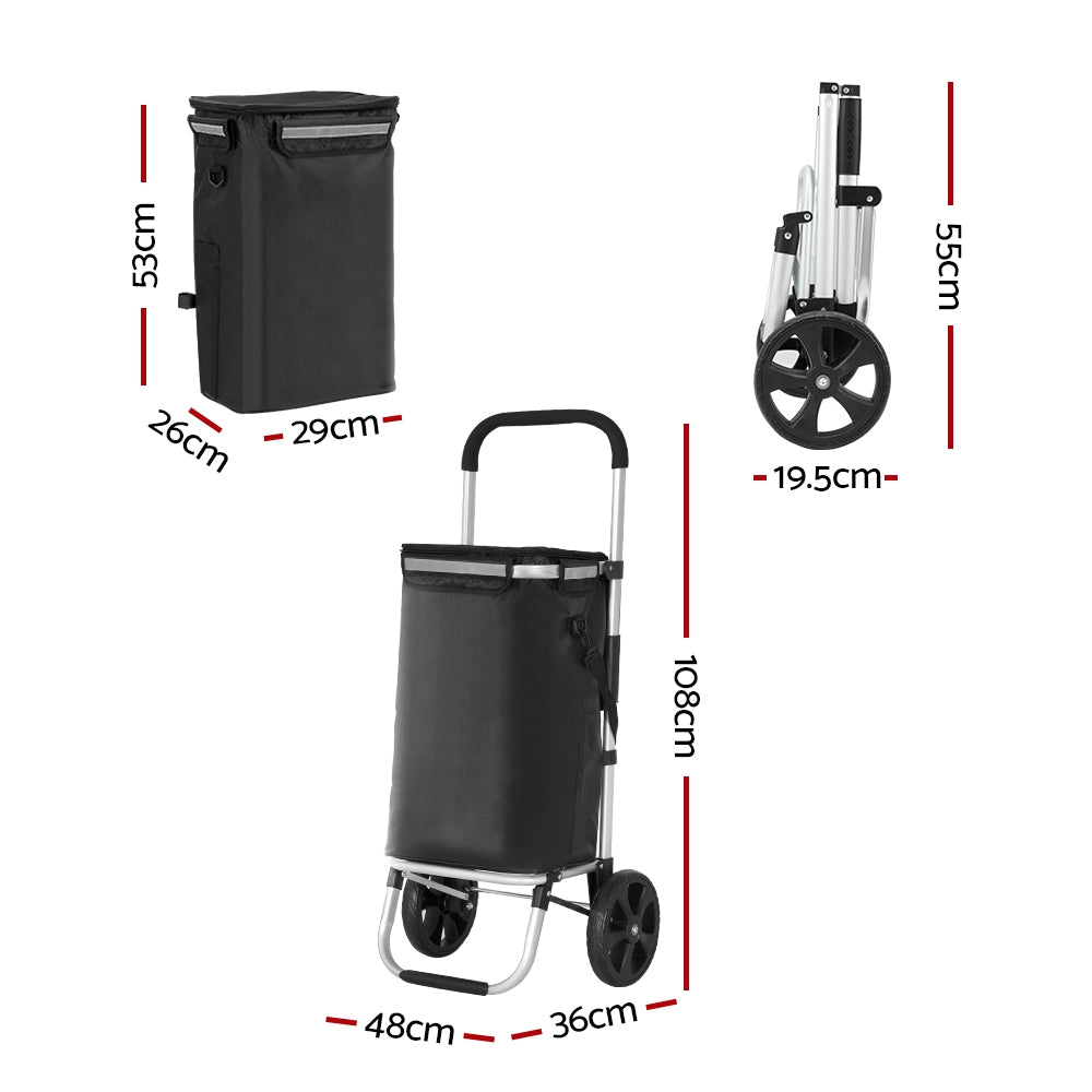 Foldable Shopping Cart Trolley Grocery Storage Portable Aluminum 45KG