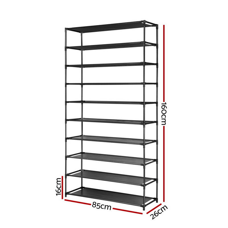 10 Tier Stackable Shoe Rack (Black)