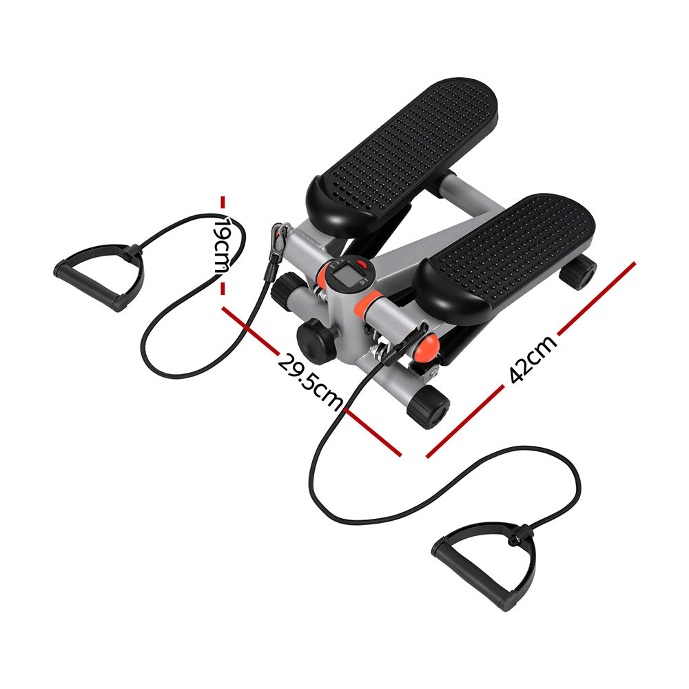 Mini Stepper with Resistance Ropes for Home Aerobic Exercise - Grey