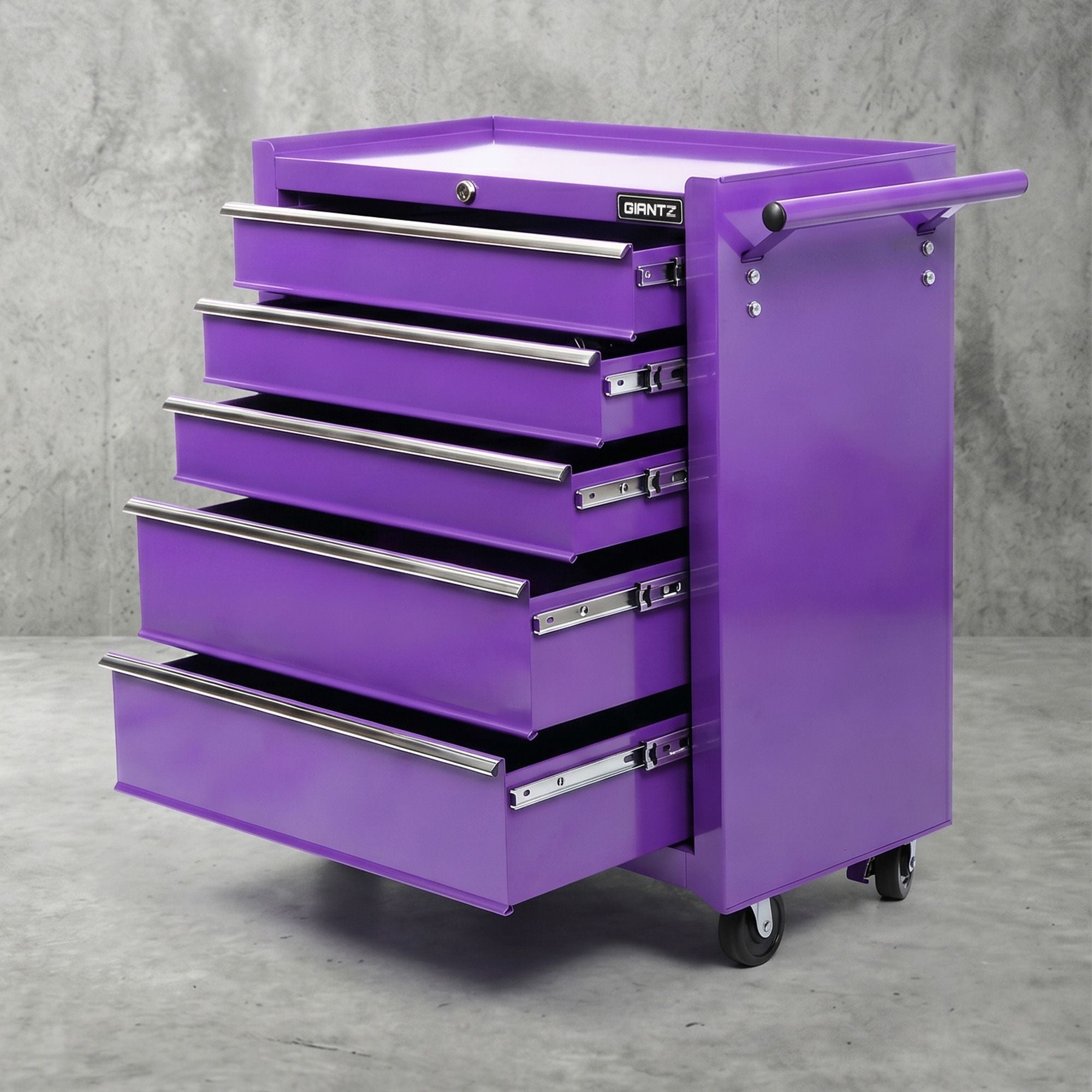 5 Drawer Tool Chest Trolley Cabinet Toolbox Heavy Duty Garage Storage Organiser Purple