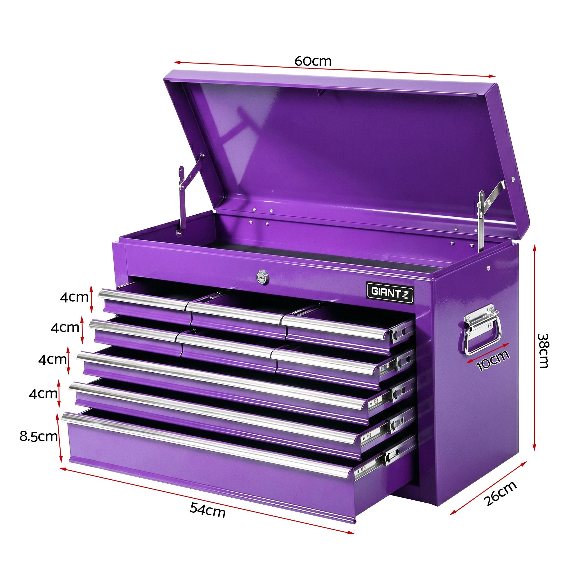 9-Drawer Tool Cabinet Chest Toolbox Heavy Duty Garage Storage Organiser Purple