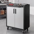 Rolling Tool Cabinet Heavy-Duty Storage Cabinet Adjustable Shelf Black and Grey