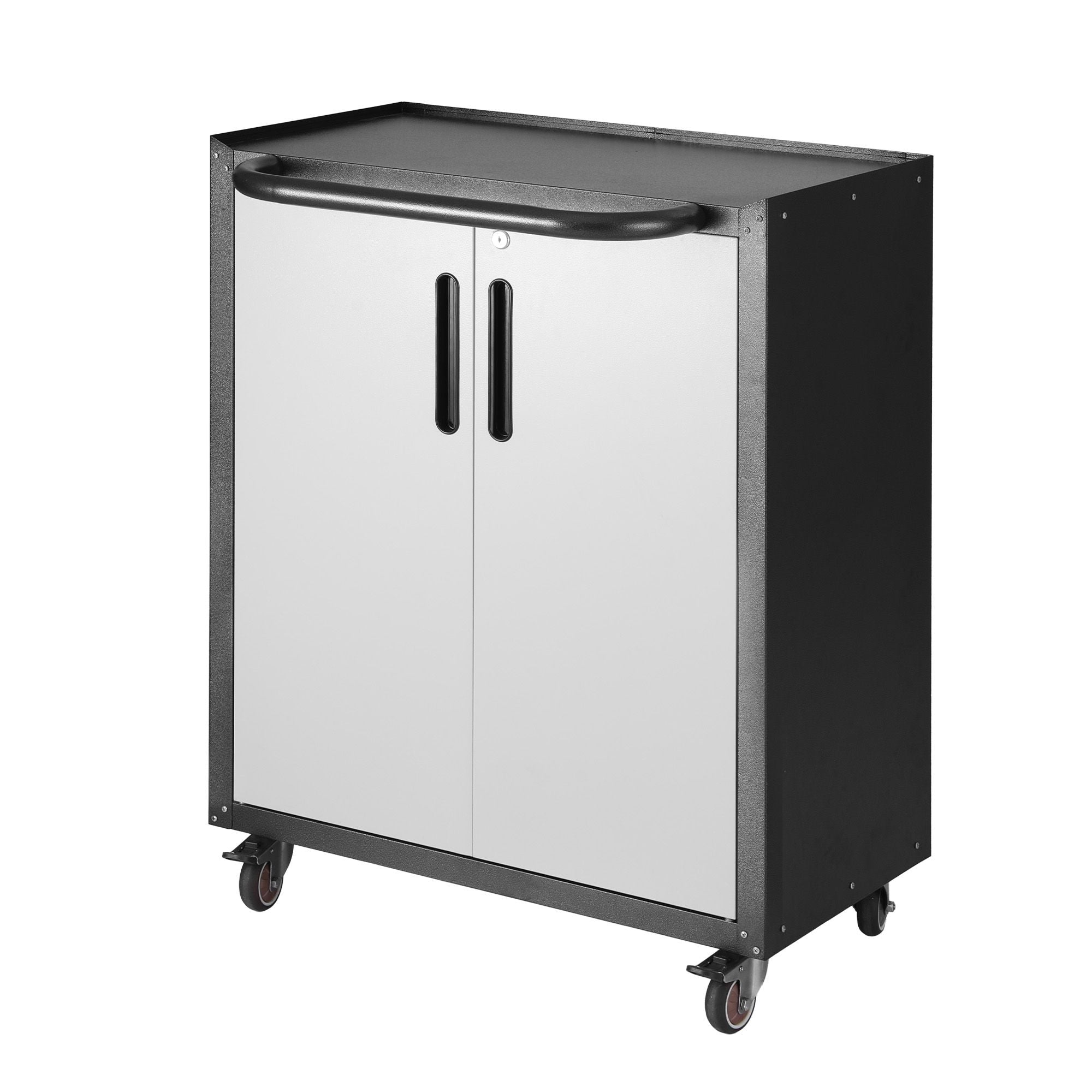 Rolling Tool Cabinet Heavy-Duty Storage Cabinet Adjustable Shelf Black and Grey
