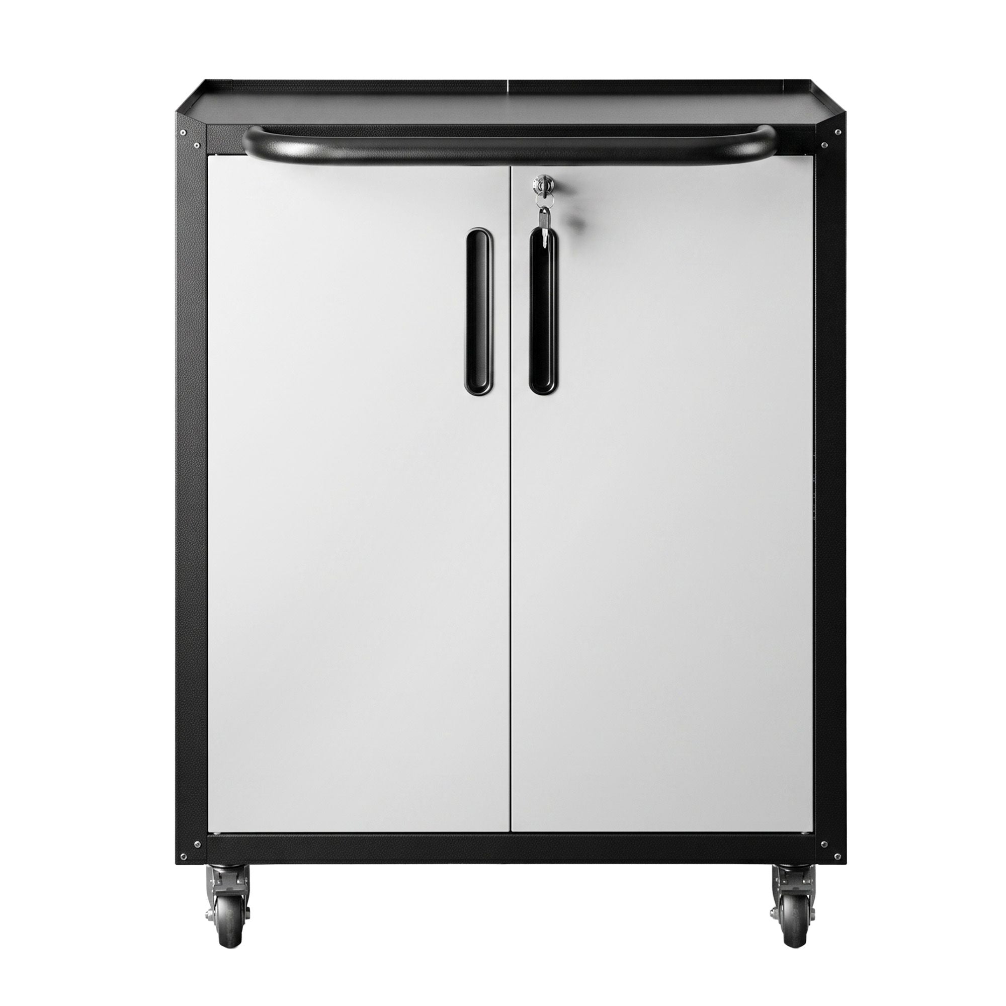 Rolling Tool Cabinet Heavy-Duty Storage Cabinet Adjustable Shelf Black and Grey