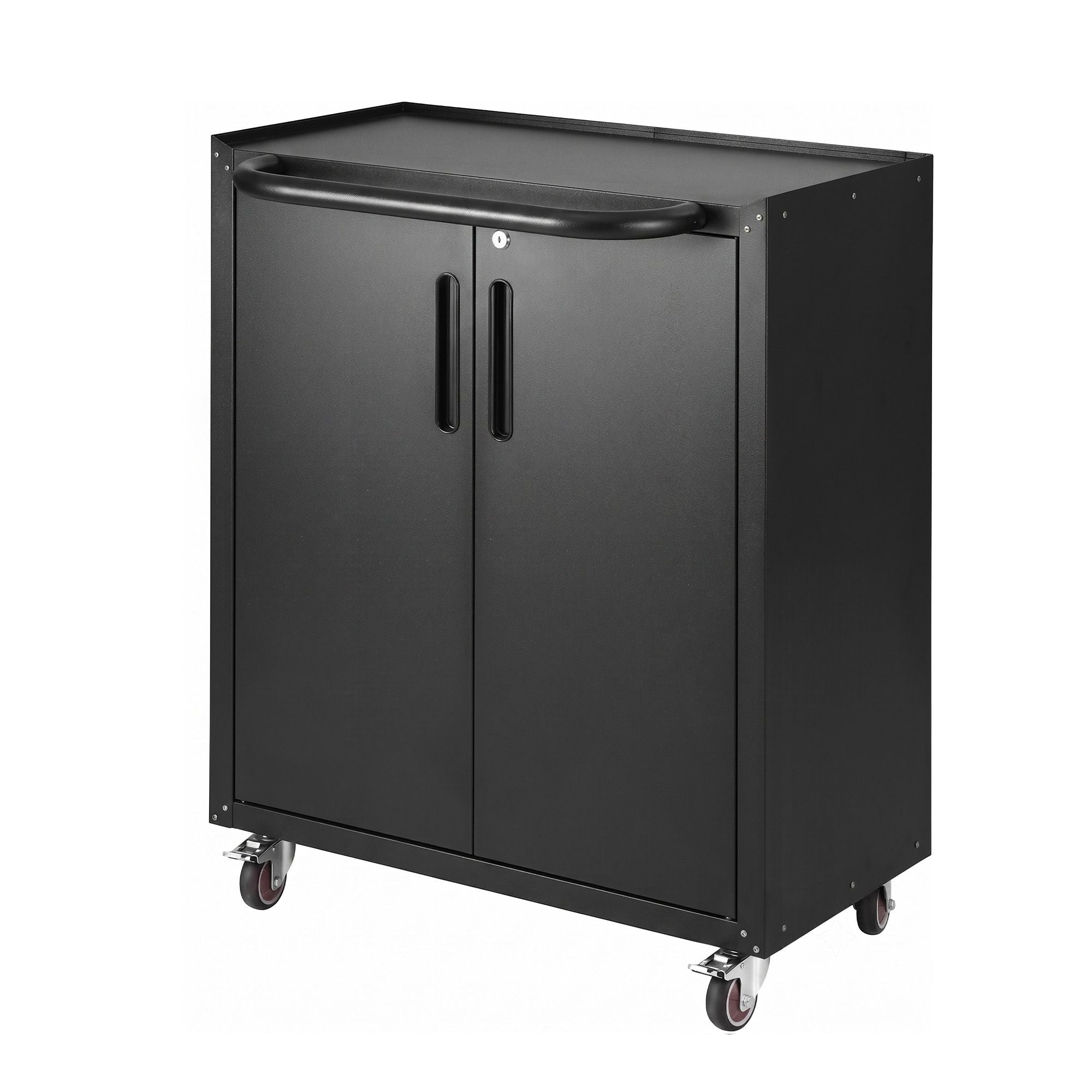 Rolling Tool Cabinet Heavy-Duty Storage Cabinet Adjustable Shelf Black