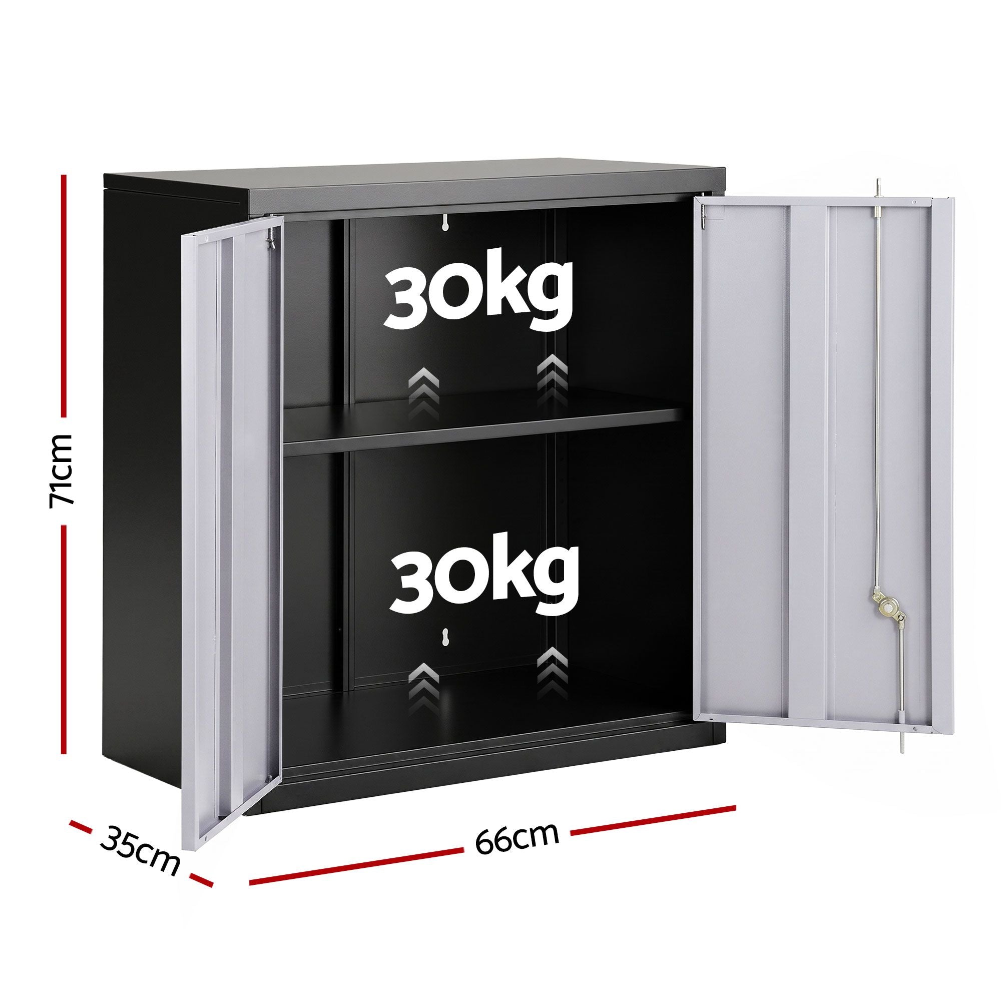 Steel Tool Cabinet Wall Mount Adjustable Shelf Garage Storage Lockable Black Grey