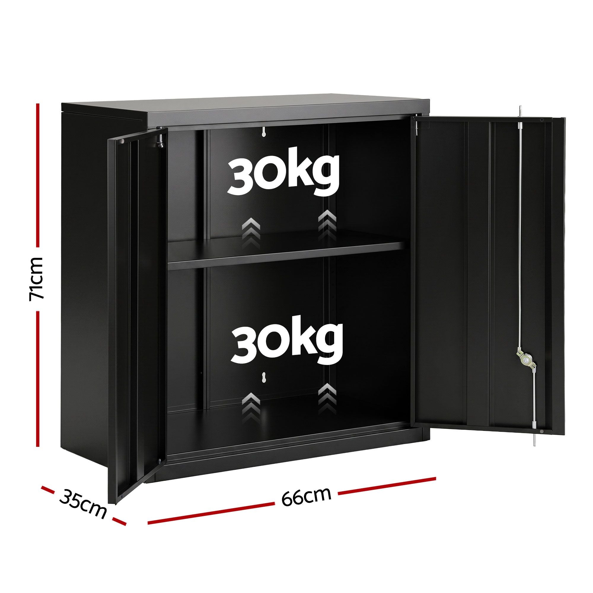 Steel Tool Cabinet Wall Mount Adjustable Shelf Garage Storage Lockable Black