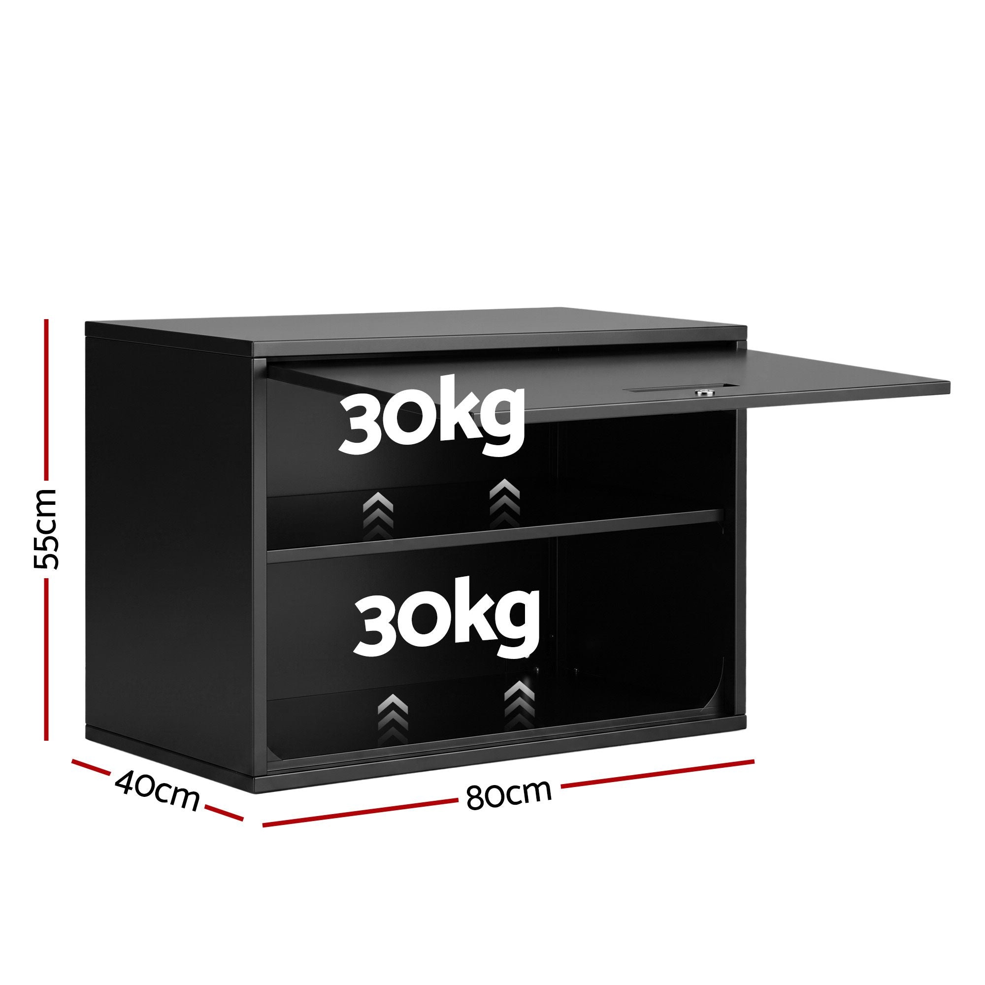 Wall Mount Steel Tool Cabinet Garage Storage Box Lockable Overhead Shelf Black