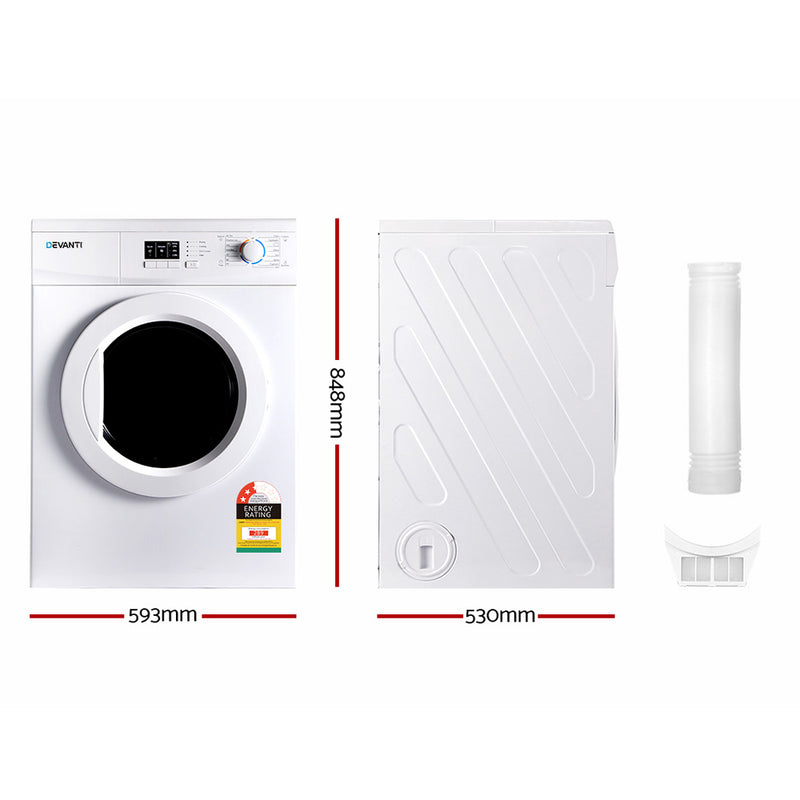 Devanti 7kg Vented Tumble Dryer - White