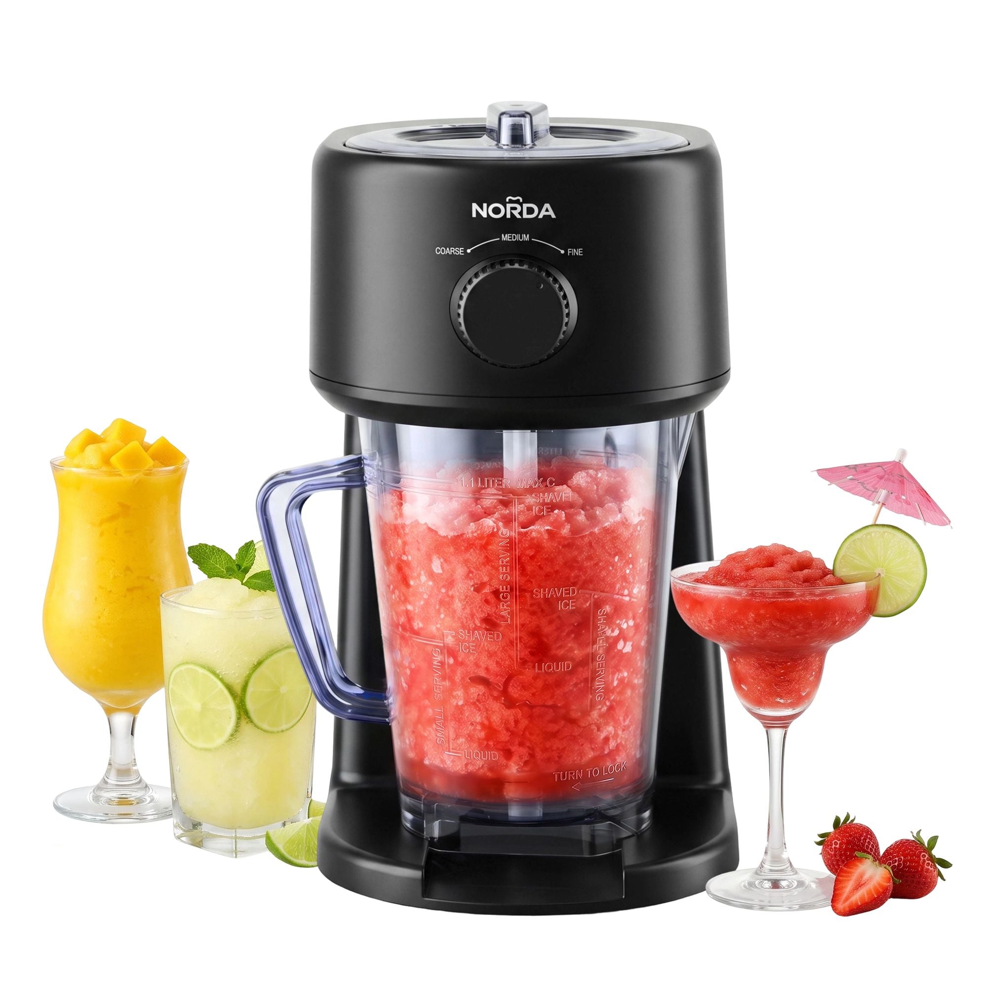 1.1L Slushie Machine Shaved Ice Maker 3 Texture Levels Black