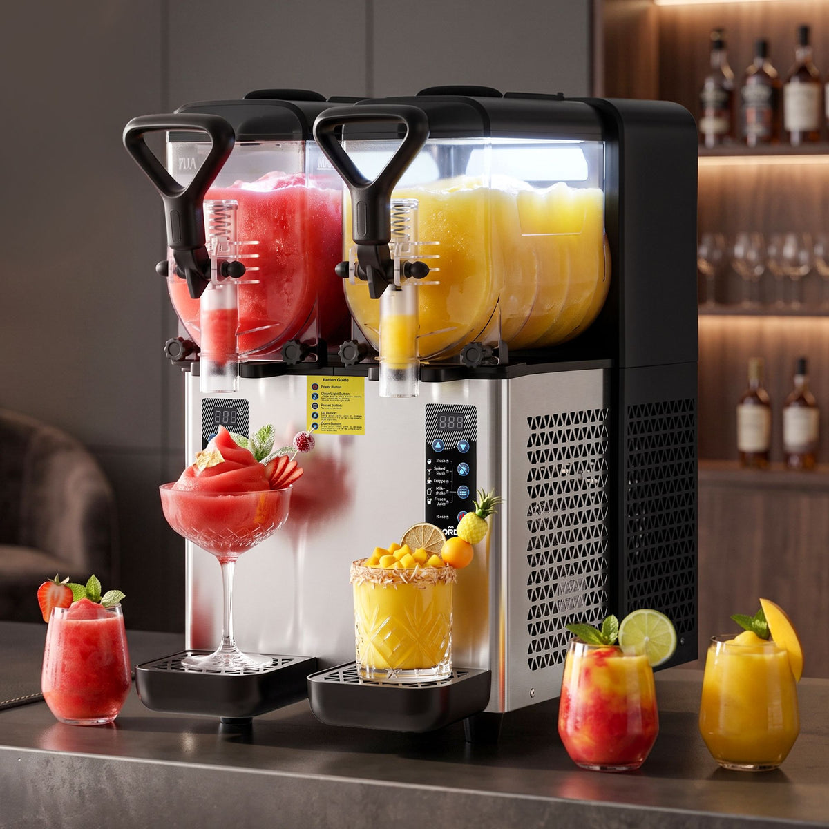 Dual Tank Slushie Machine 2x4L with 5 Drink Modes and Digital Controls