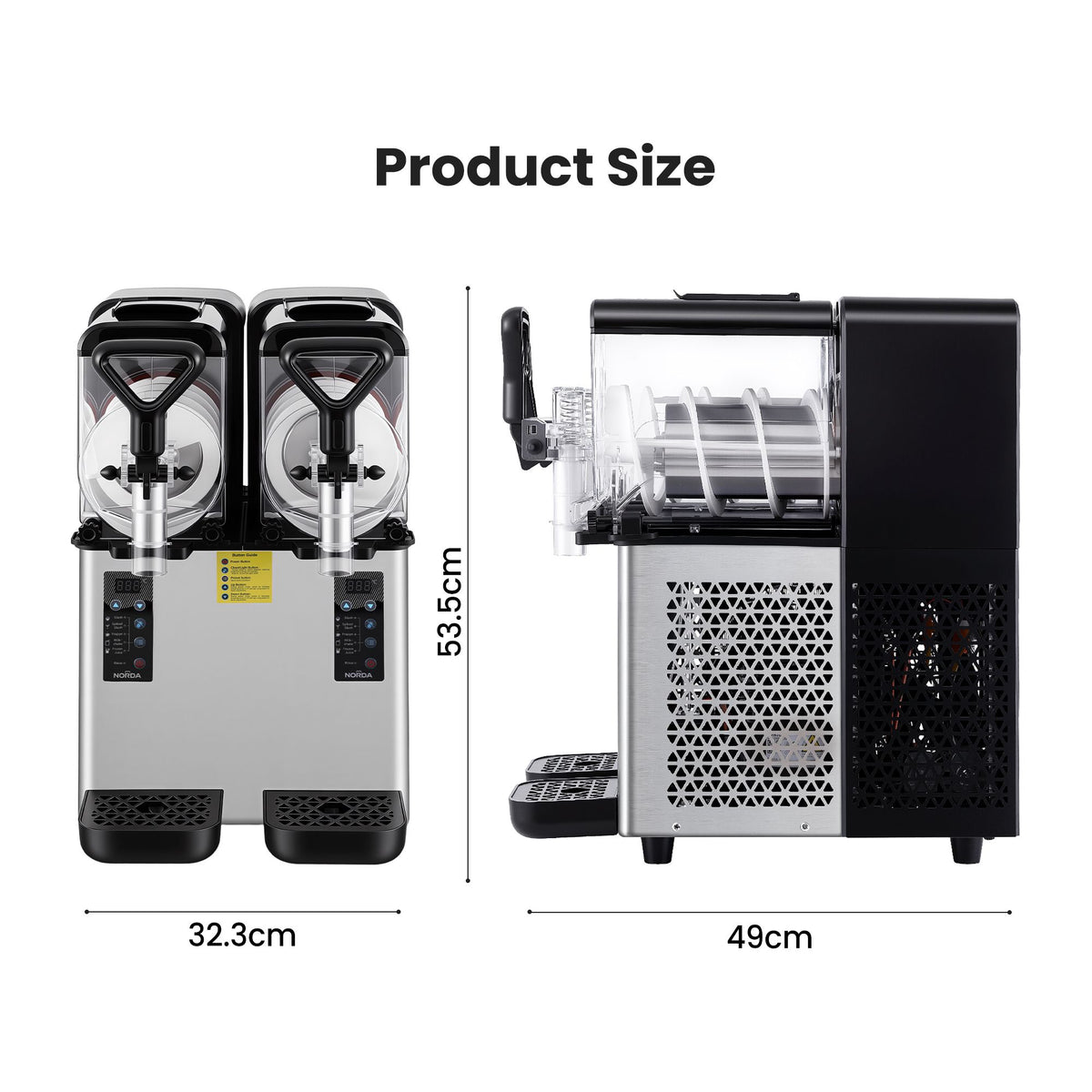 Dual Tank Slushie Machine 2x4L with 5 Drink Modes and Digital Controls