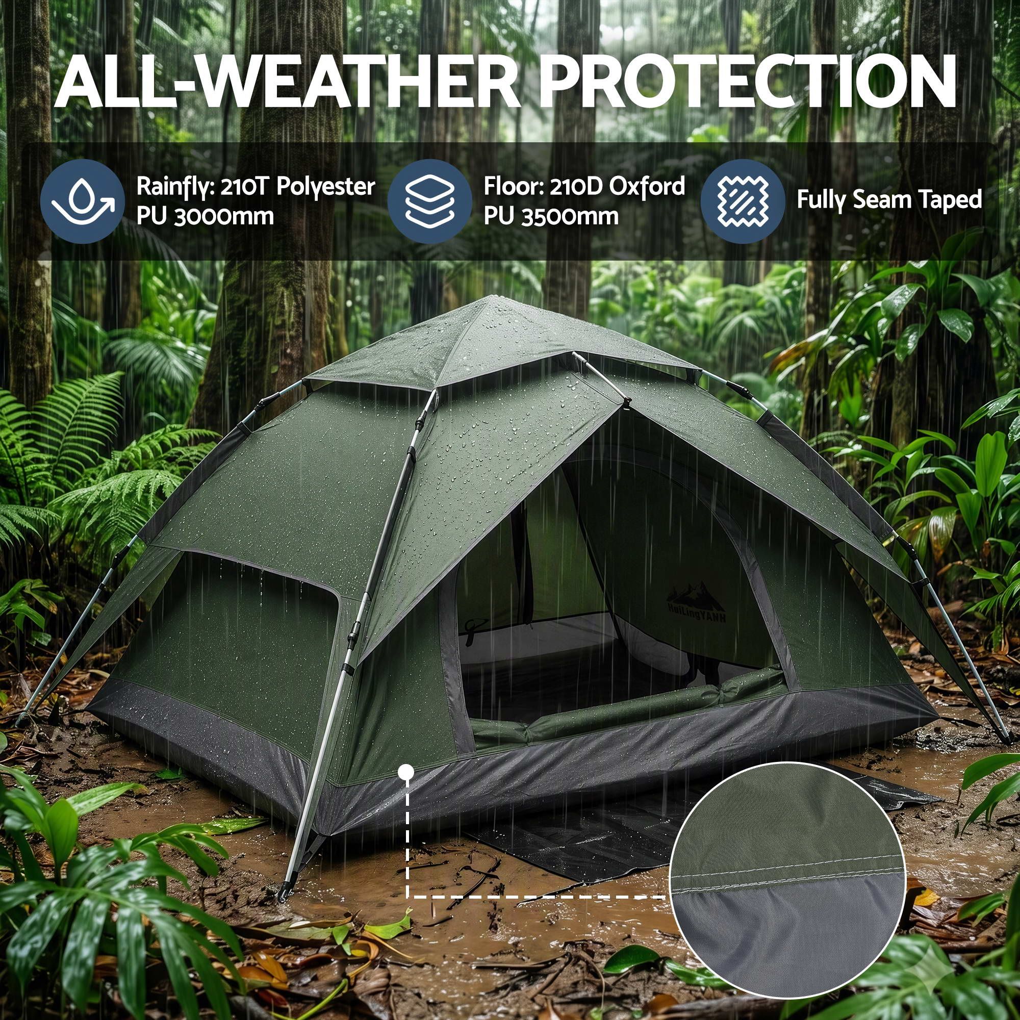 2 Person Camping Tent Automatic Pop Up Water Repellent Shade Outdoor