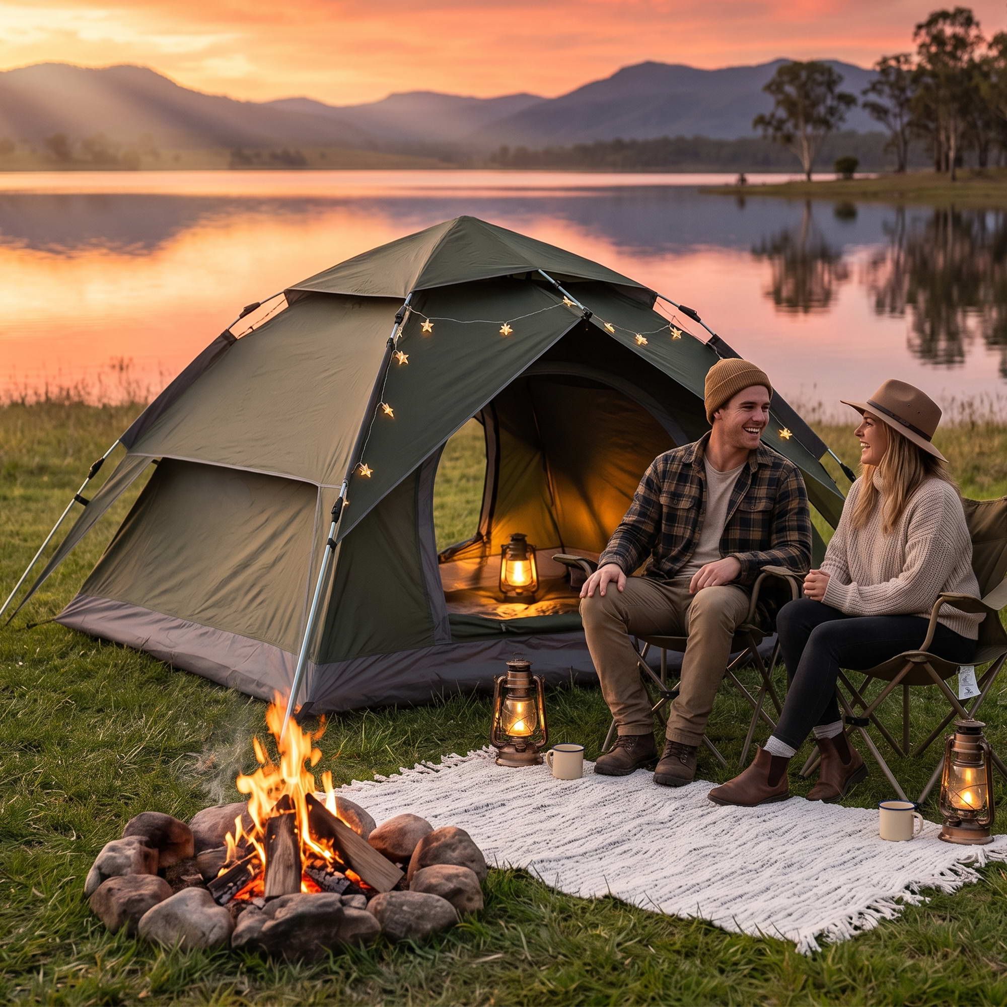 2 Person Camping Tent Automatic Pop Up Water Repellent Shade Outdoor