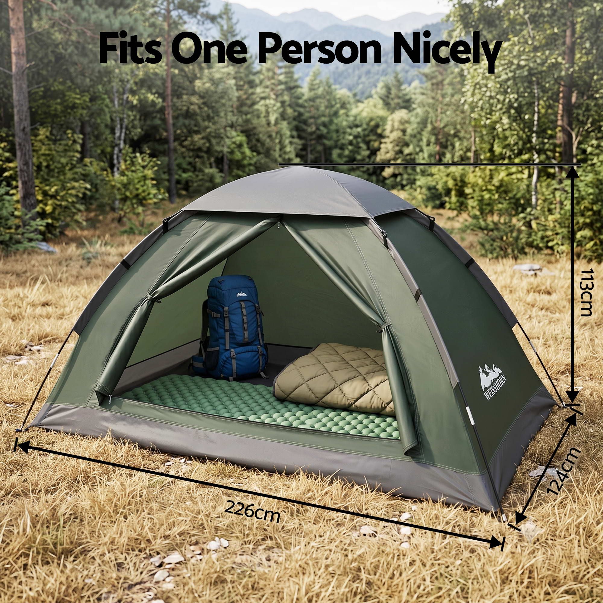 1 Person Camping Tent Waterproof Hiking Vestibule Porch