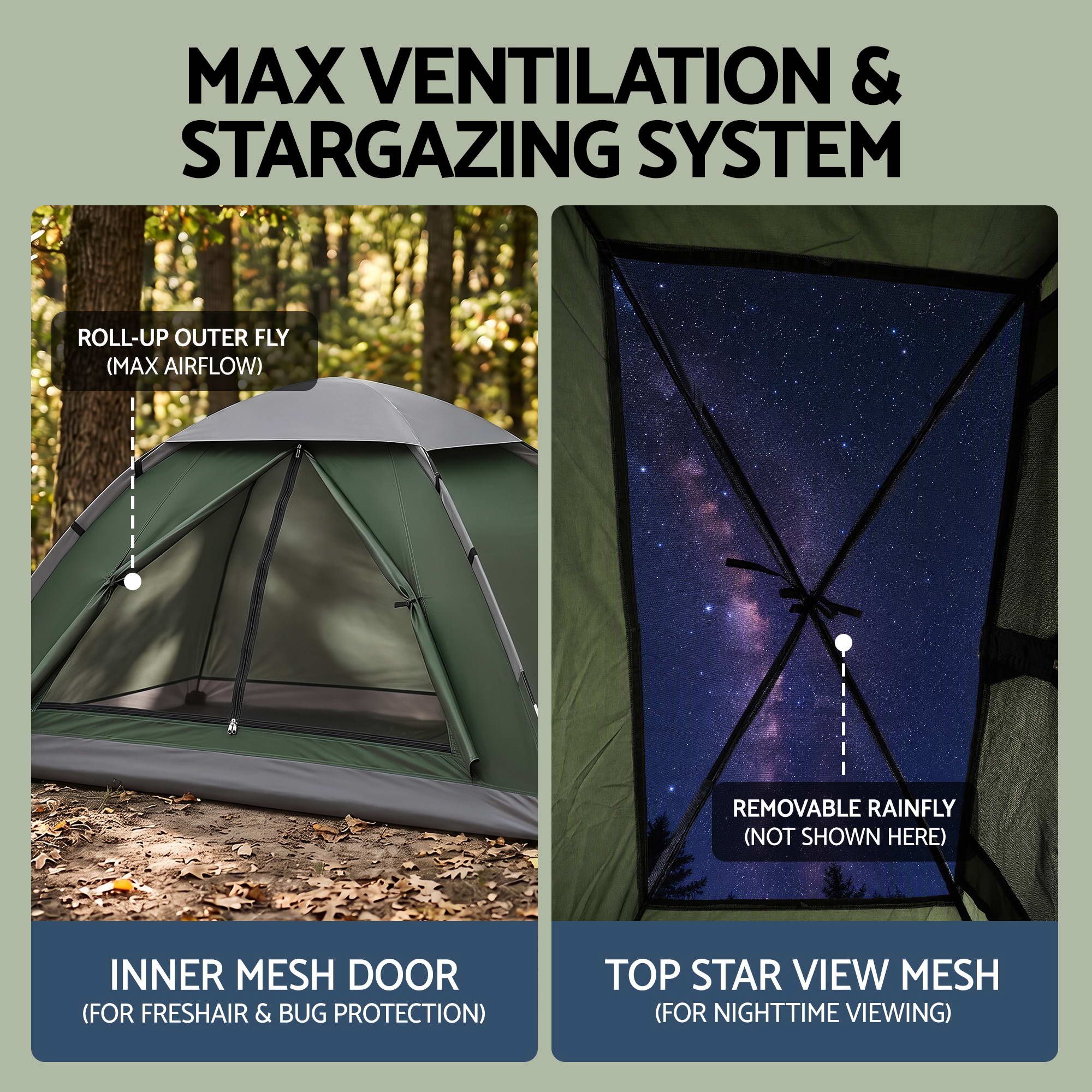 1 Person Camping Tent Waterproof Hiking Vestibule Porch