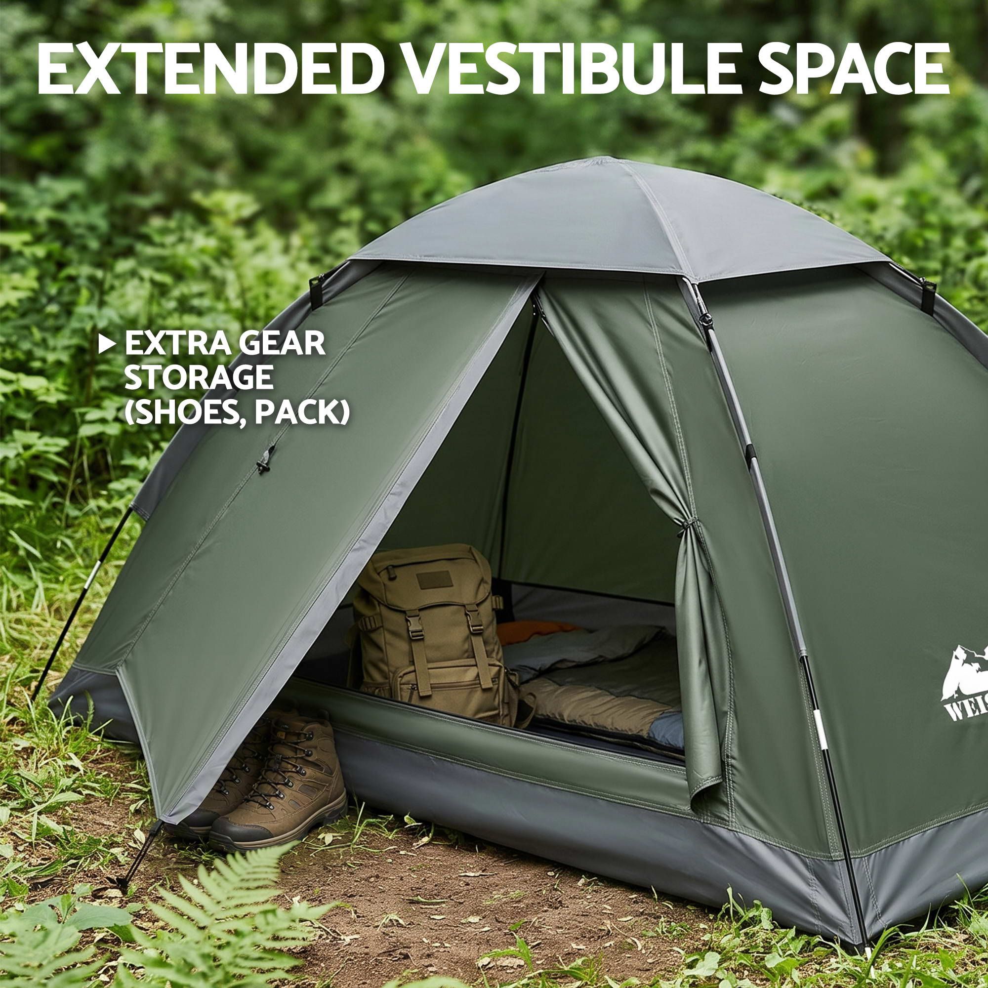 1 Person Camping Tent Waterproof Hiking Vestibule Porch