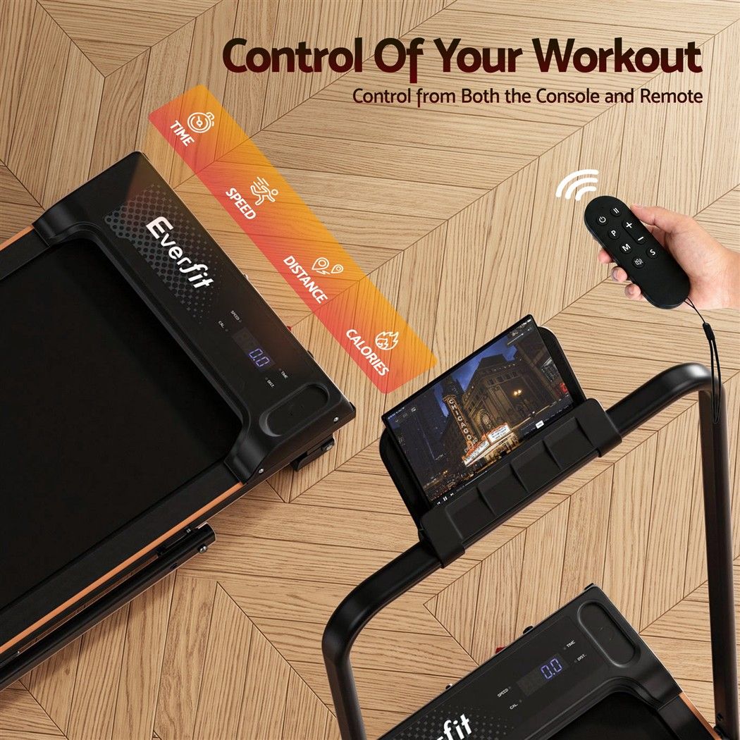 3 in 1 Walking Pad Treadmill 12% Incline Foldable Under Desk Treadmills for Home Gym With 40cm Wide Belt Black