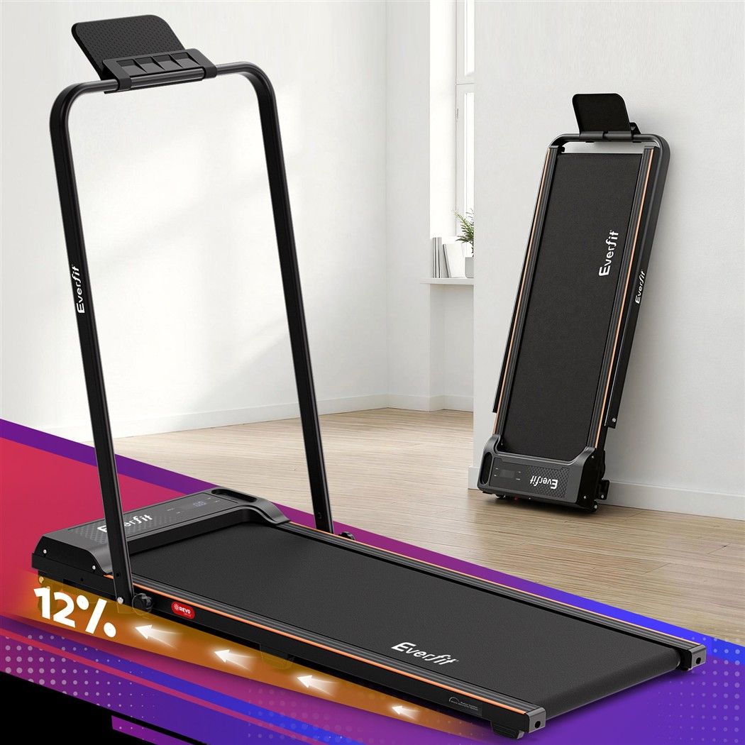 3 in 1 Walking Pad Treadmill 12% Incline Foldable Under Desk Treadmills for Home Gym With 40cm Wide Belt Black