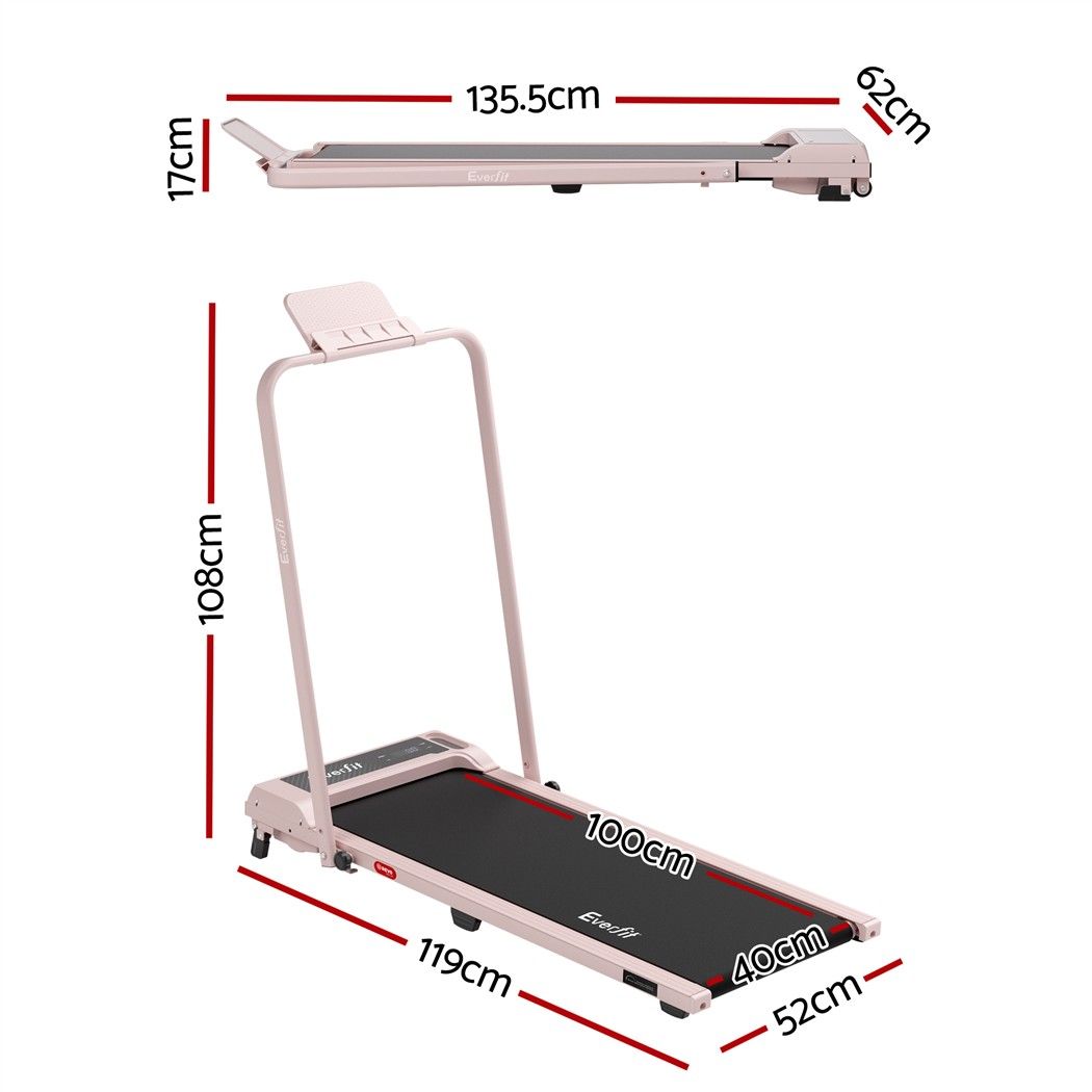 3 in 1 Walking Pad Treadmill 12% Incline Foldable Under Desk Treadmills for Home Gym With 40cm Wide Belt Pink