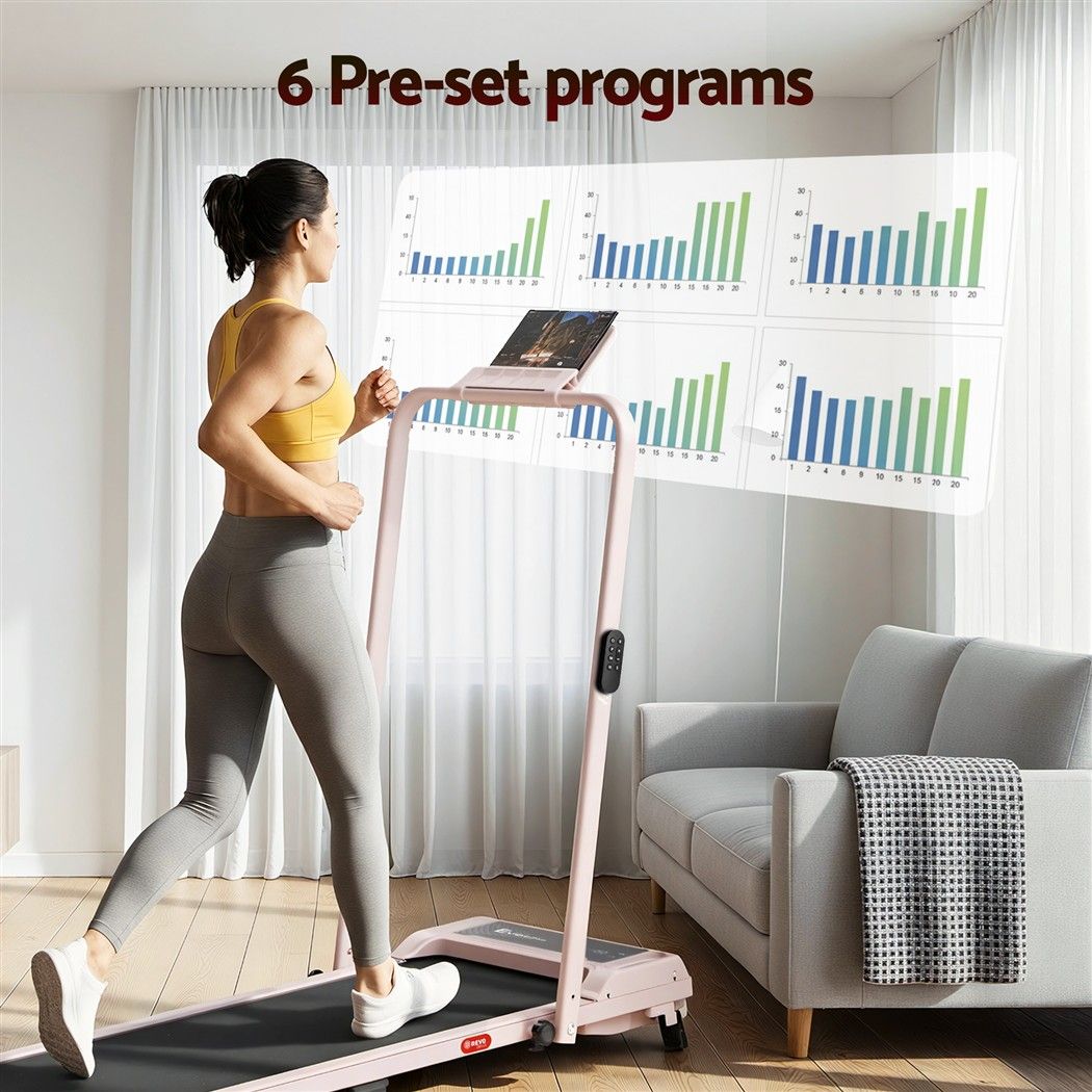 3 in 1 Walking Pad Treadmill 12% Incline Foldable Under Desk Treadmills for Home Gym With 40cm Wide Belt Pink
