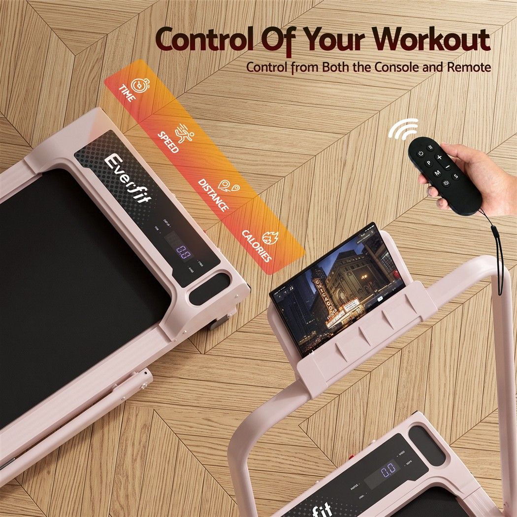 3 in 1 Walking Pad Treadmill 12% Incline Foldable Under Desk Treadmills for Home Gym With 40cm Wide Belt Pink