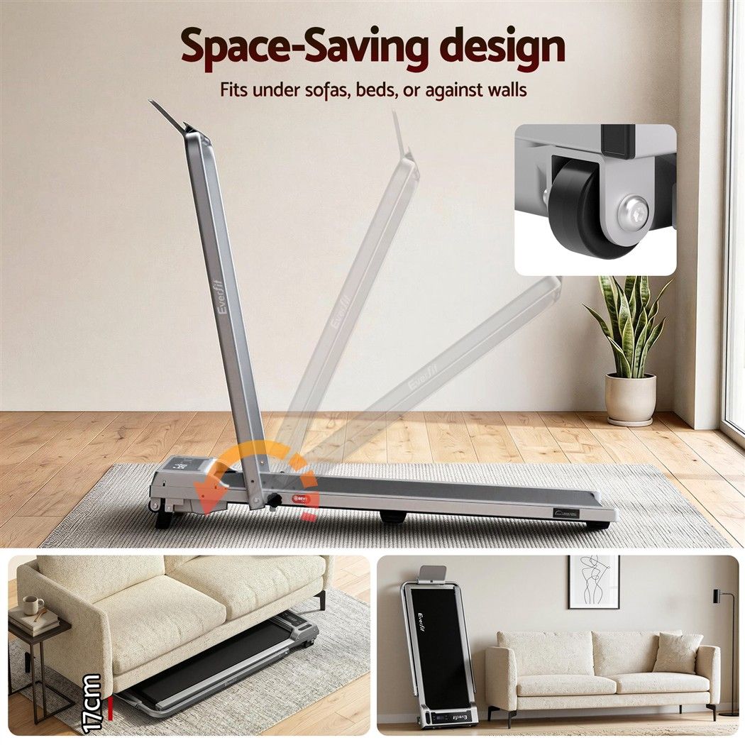 3 in 1 Walking Pad Treadmill 12% Incline Foldable Under Desk Treadmills for Home Gym With 40cm Wide Belt Silver