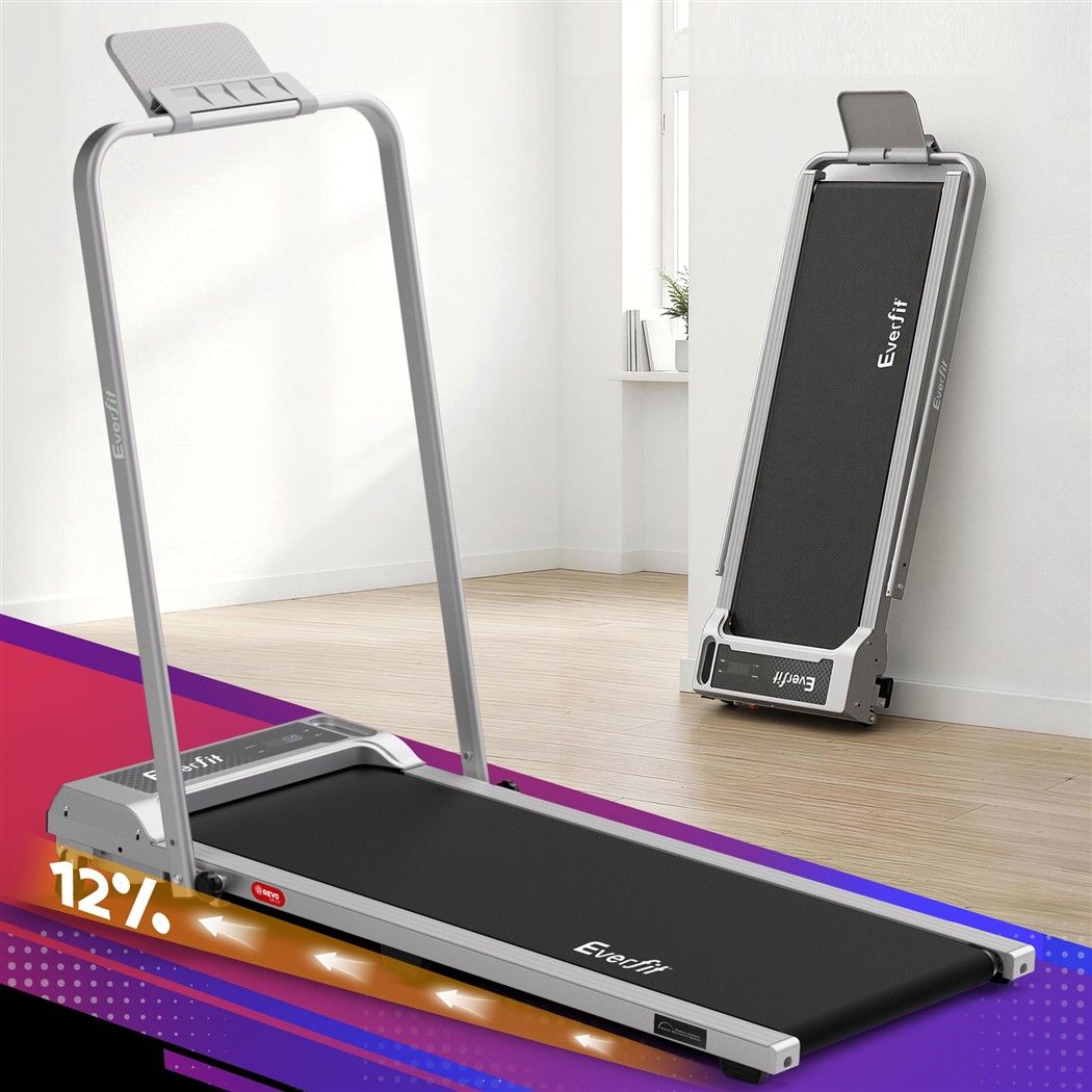 3 in 1 Walking Pad Treadmill 12% Incline Foldable Under Desk Treadmills for Home Gym With 40cm Wide Belt Silver