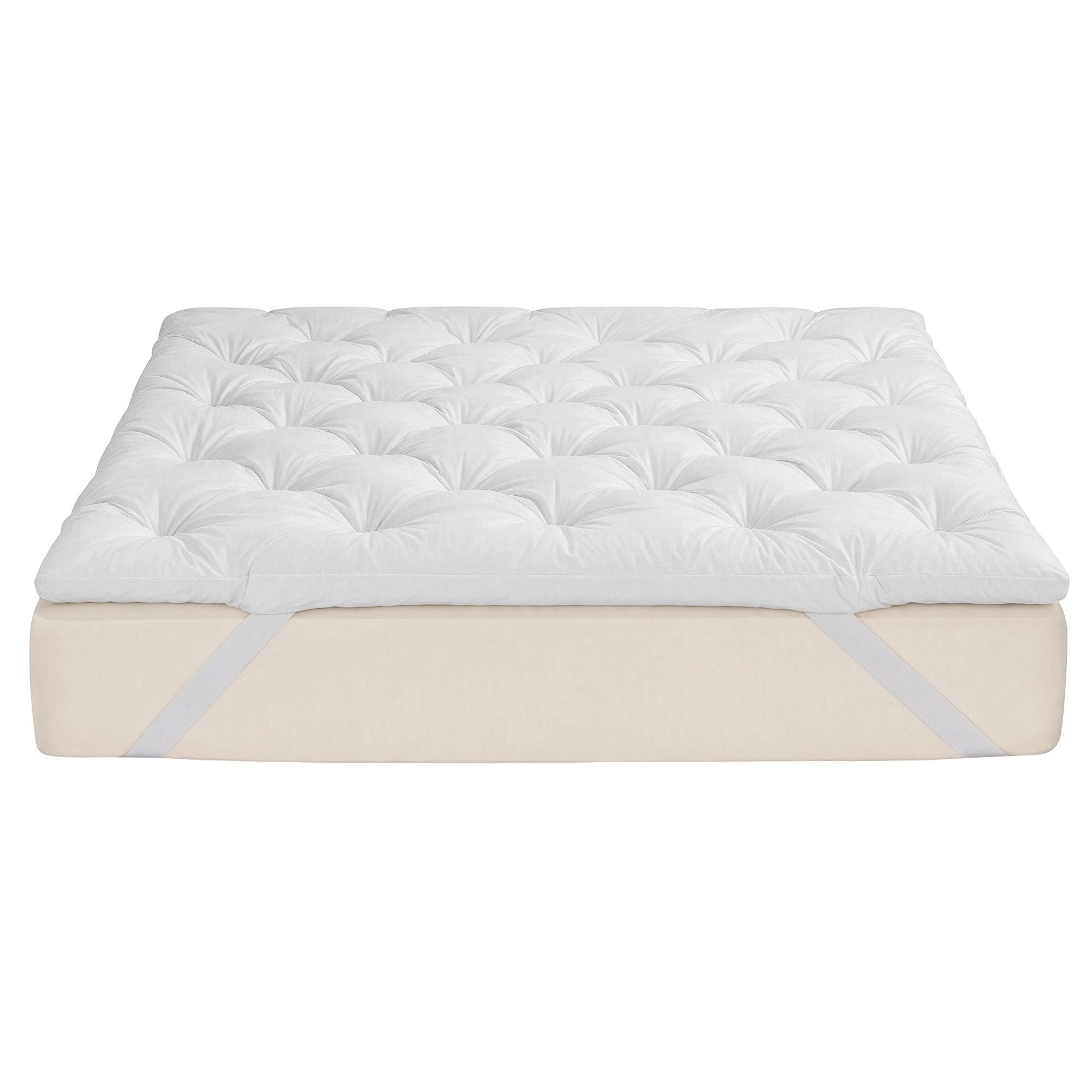 Double Pillow Top Mattress Topper 5cm Thick 1300GSM White Duck Feather - White