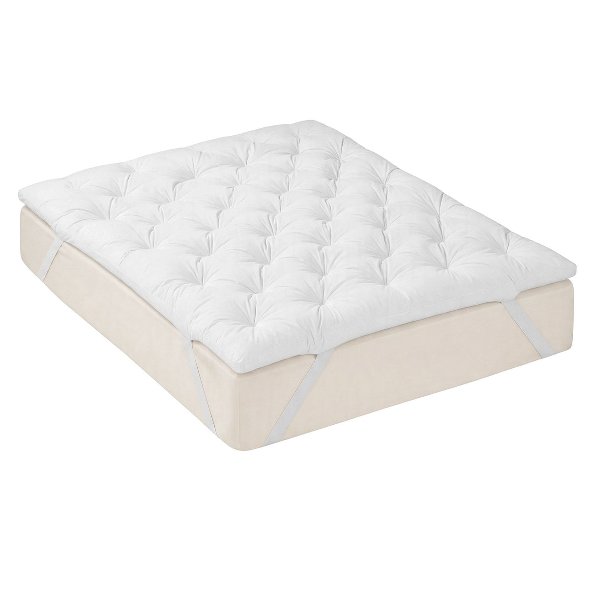 Double Pillow Top Mattress Topper 5cm Thick 1300GSM White Duck Feather - White