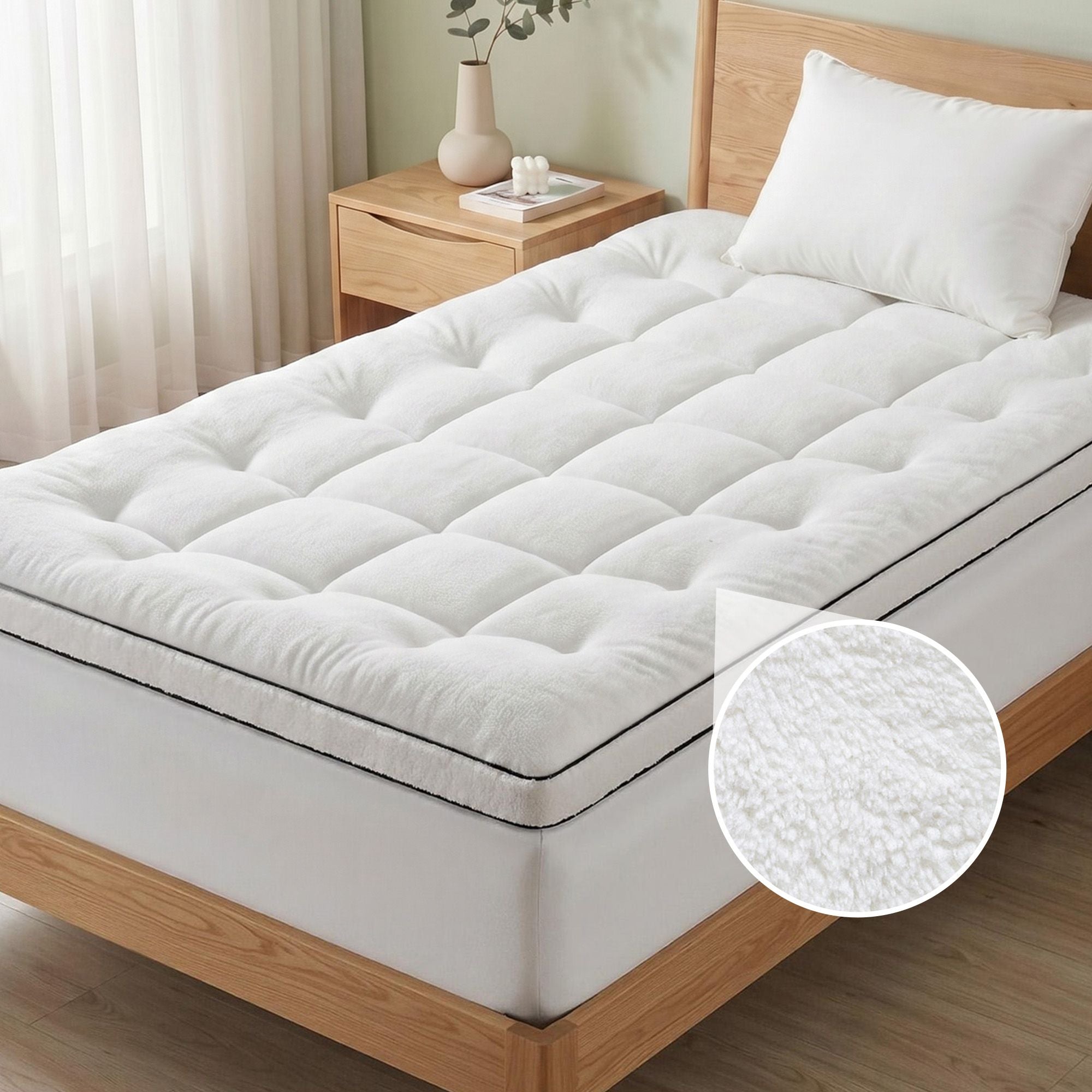 King Single Mattress Topper 5cm Coral Fleece