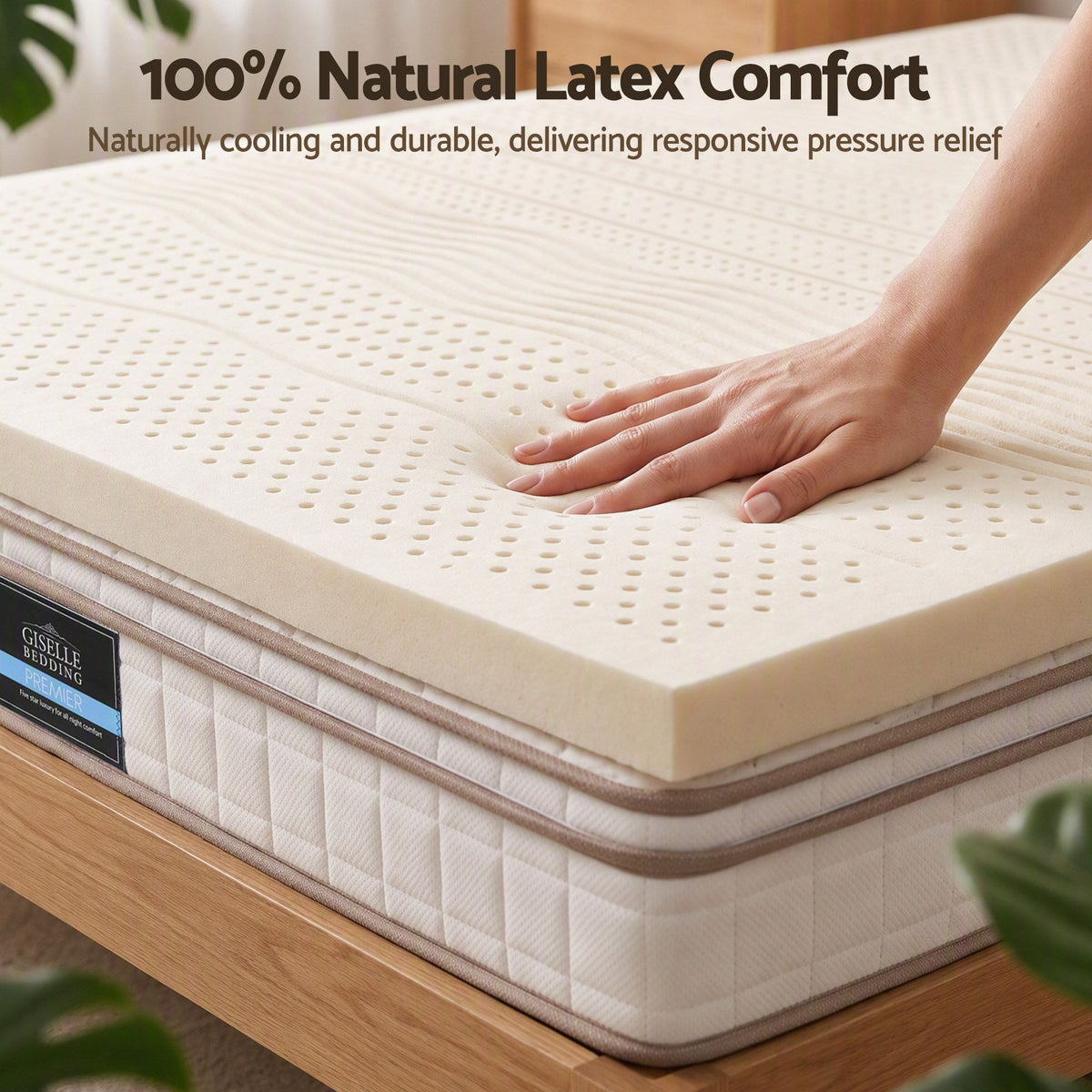King 7-Zone Natural Latex Mattress Topper 5cm Breathable