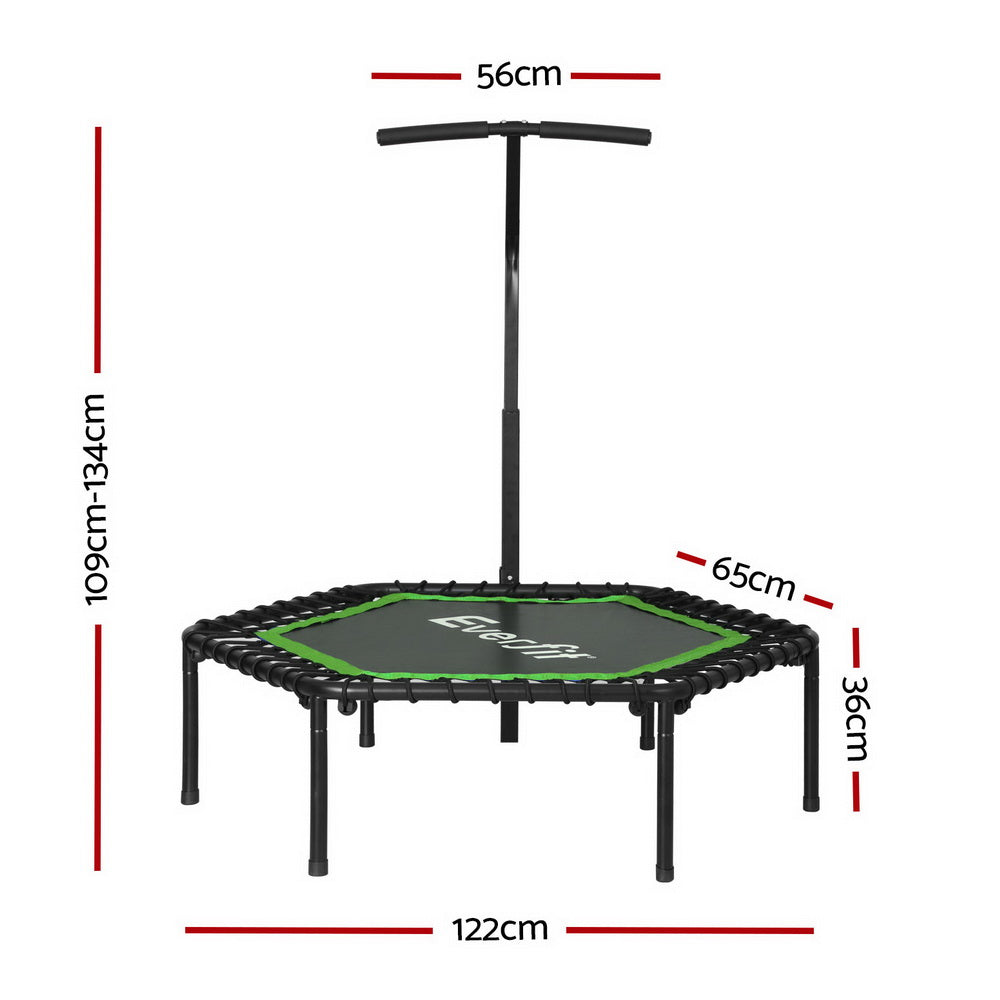 48inch Hexagon Trampoline Kids Exercise Adjustable Handrail Green