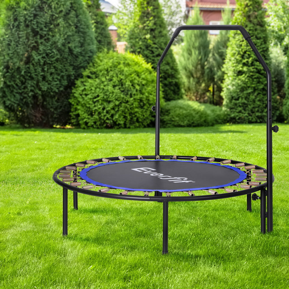 48inch Round Trampoline Kids Exercise Fitness Adjustable Handrail Blue