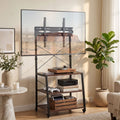 Mobile TV Stand 32-65 Inch TVs Mount 50kg with 3 MDF Shelves Lockable Wheels Adjustable Feet