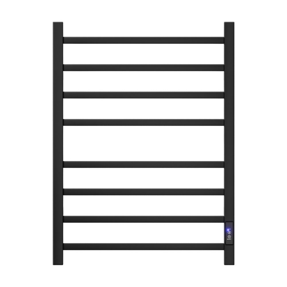Heated Towel Rail 8 Square Bars with Timer Electric Heater Warmer Rack