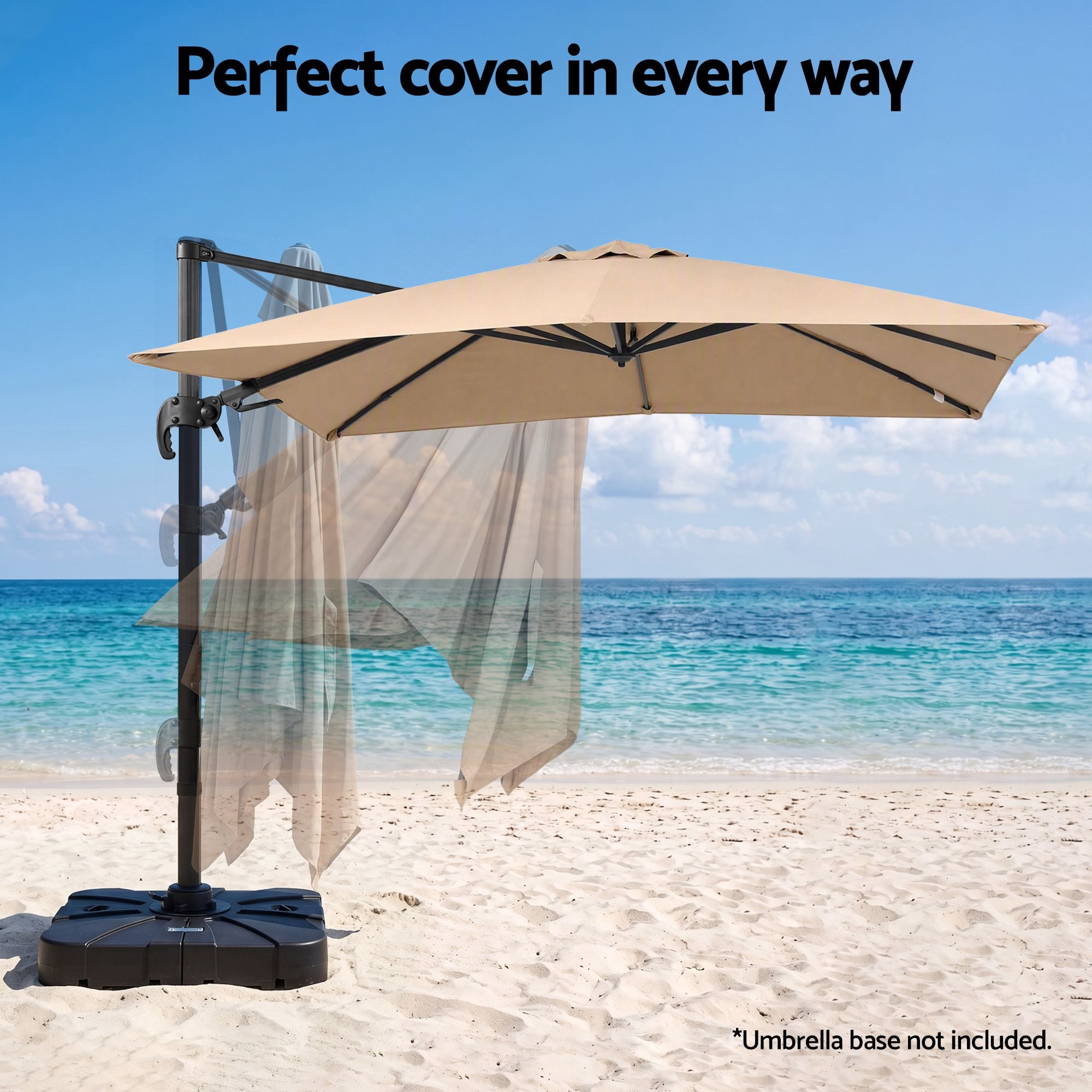Outdoor Umbrella 3m Left-right Tilting Cantilever Patio Parasol Beige