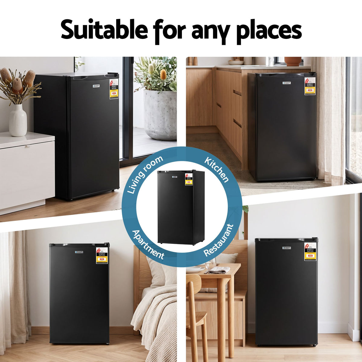 81L Upright Freezer with Adjustable Temperature Levels and Removable Drawer - Black