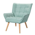 Modern Scandinavian Style Armchair Blue Linen
