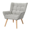 Modern Scandinavian Style Armchair Grey Linen